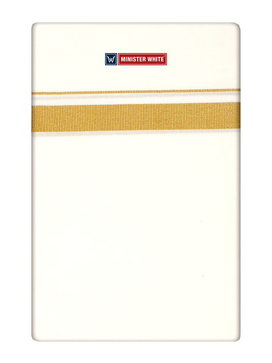 Mens Cotton Cream Single Layered Dhoti with 3/4" Gold Jari Border - Melon by Minister White