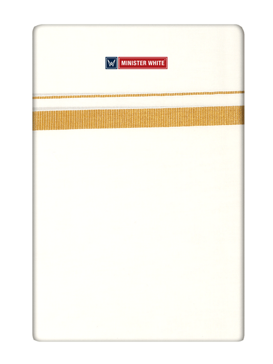 Mens Cotton Cream Single Layered Dhoti with 1/2" Gold Jari Border - Melon 1/2 by Minister White