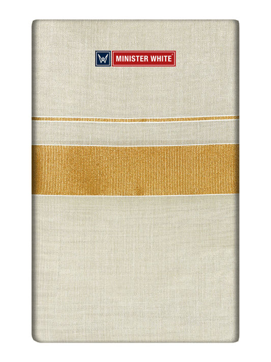 Mens Single Layer Tissue Cream Colour Dhoti with Jari Border- Spartan 80 K by Minister White