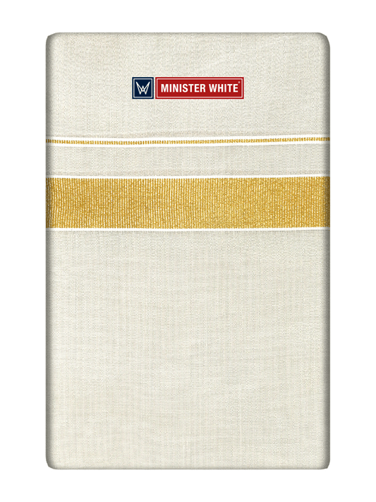 Mens Single Layer Tissue Cream Colour Dhoti with Jari Border- Spartan 60 K by Minister White