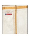 Mens Art Silk Cream Double Layered with Gold Jari Flexi Dhoti - Chairman
