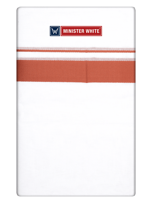 Mens Cotton White Double Layered Dhoti with Rust Fancy Kara - Palakadan Mix by Minister White