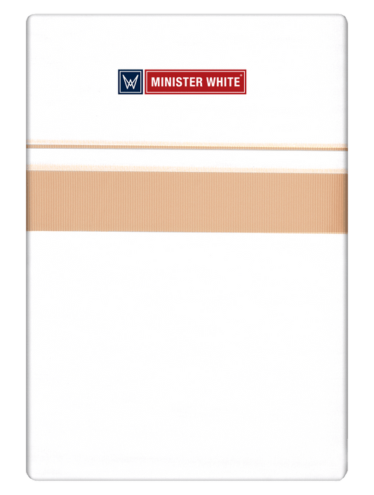 Mens Cotton White Double Layered Dhoti with Light Orange Fancy Kara - Palakadan by Minister White