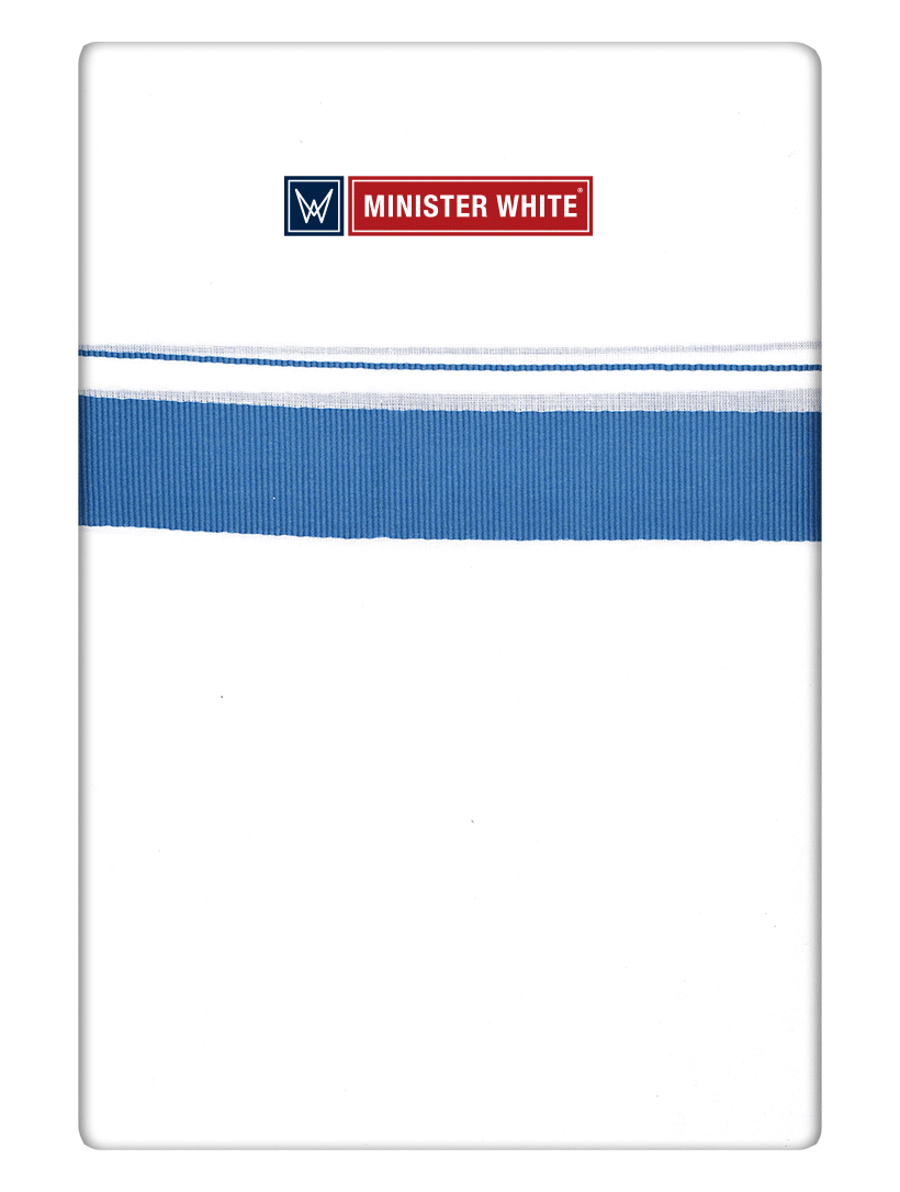Mens Cotton White Double Layered Dhoti with Light Blue Fancy Kara - Palakadan by Minister White