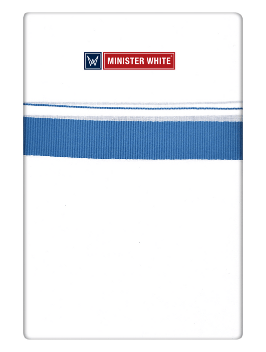 Mens Cotton White Double Layered Dhoti with Light Blue Fancy Kara - Palakadan by Minister White