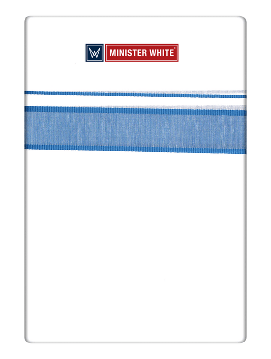 Mens Cotton White Double Layered Dhoti with Teal Fancy Kara - Malabar Star by Minister White