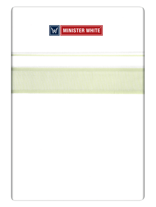 Mens Cotton White Double Layered Dhoti with Lime Green Fancy Kara - Malabar Star by Minister White