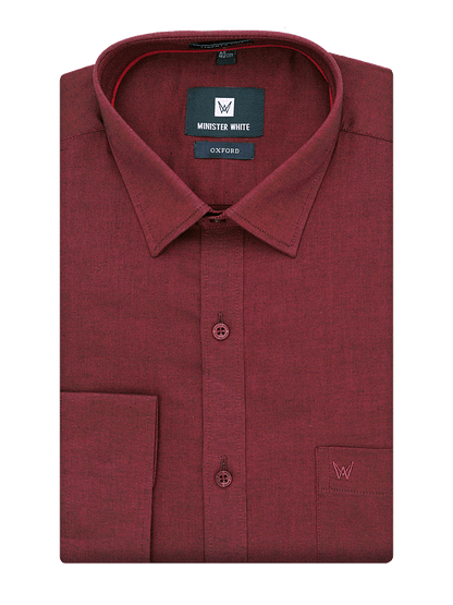 Mens Cotton Regular Fit Wine Colour Shirt Oxford by Minister White