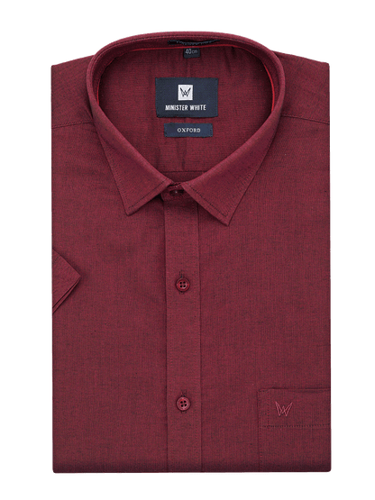 Mens Cotton Regular Fit Wine Shirt Oxford by Minister White