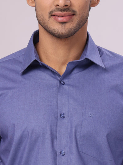 Men's Cotton Blue Color Shirt Casper close view 