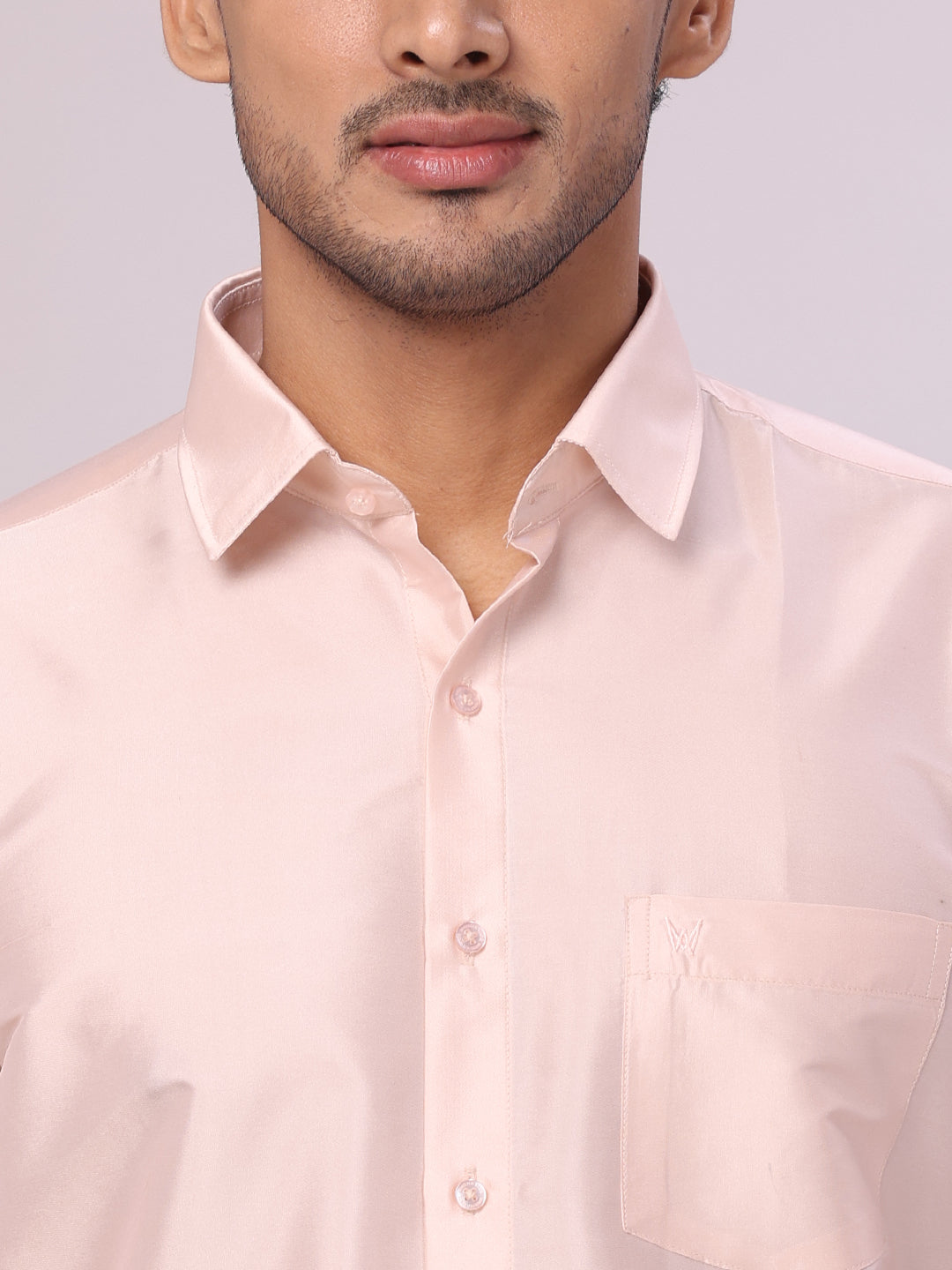 Men's Dupion Satin Light Peach Shirt Elite close view