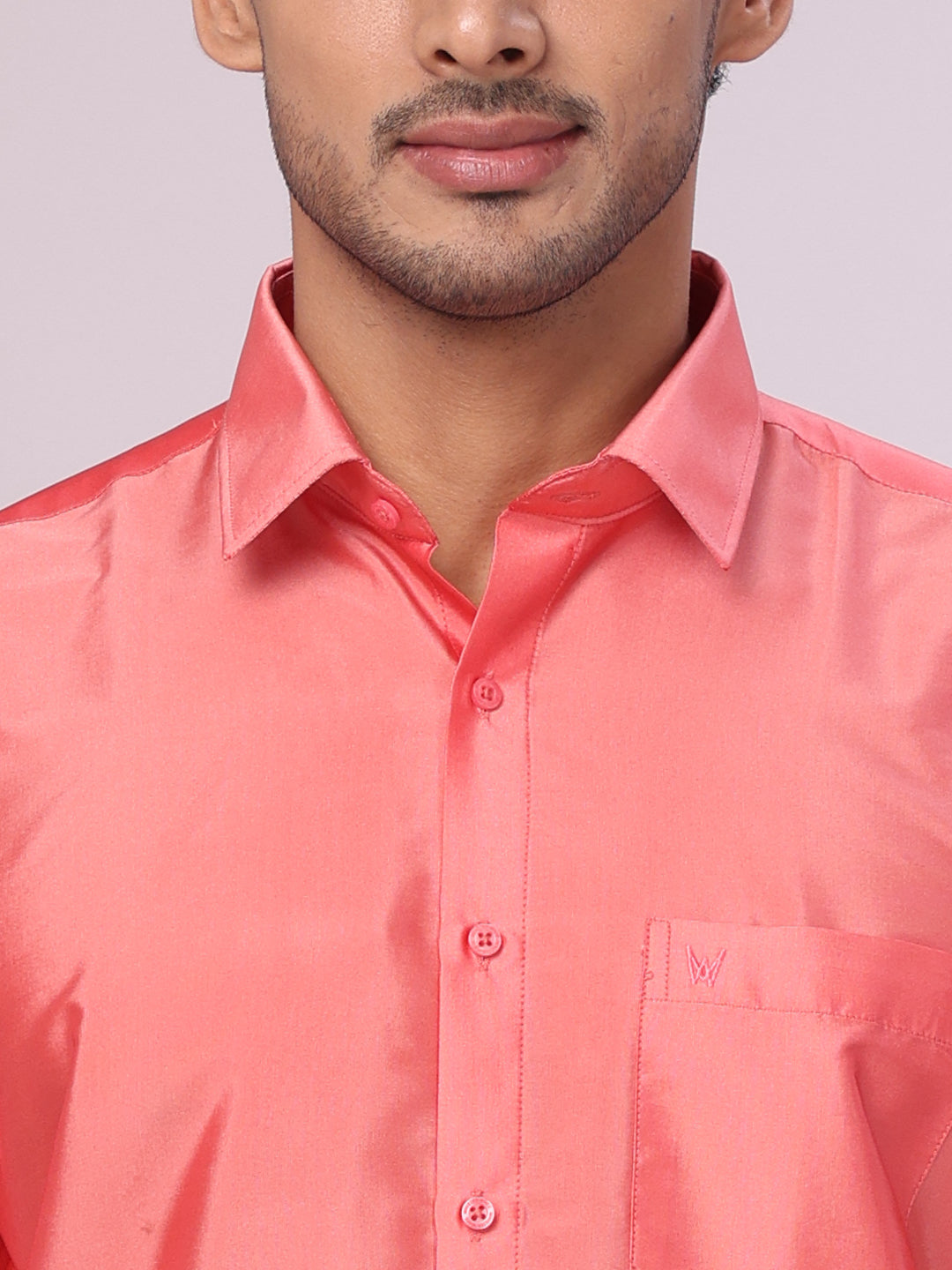 Men's Dupion Satin Pink Shirt Elite close view