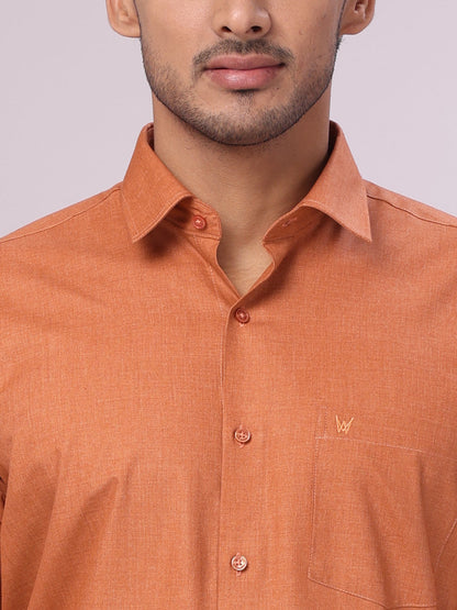 Men's Cotton Brown Shirt Casper close view 
