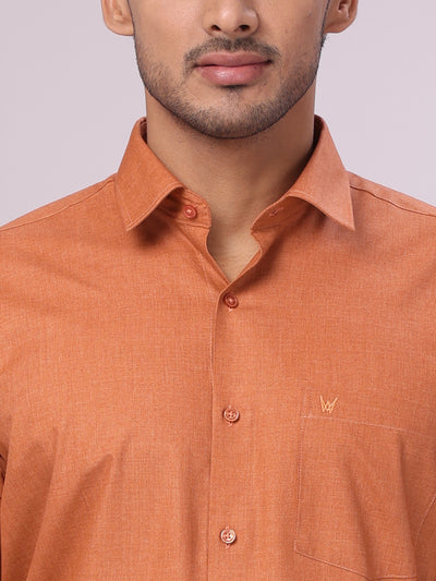 Men's Cotton Brown Shirt Casper close view 