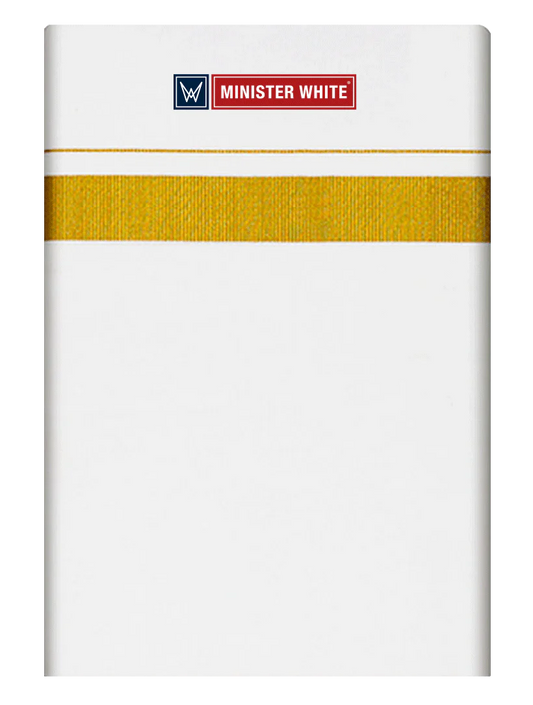 Mens Cotton White Single Layered Dhoti with 1 1/2" Gold Jari Border - Advik