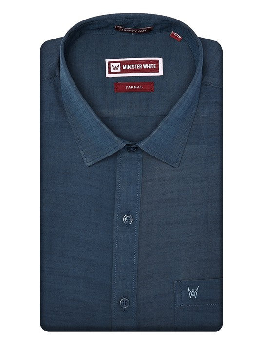Men’s Premium Chambray Regular Fit Turquoise Blue Shirt Farnal