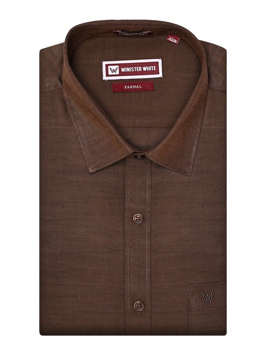 Men’s Premium Chambray Regular Fit Coffee Brown Shirt Farnal