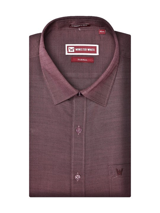 Men’s Premium Chambray Regular Fit Dark Mauve Shirt Farnal