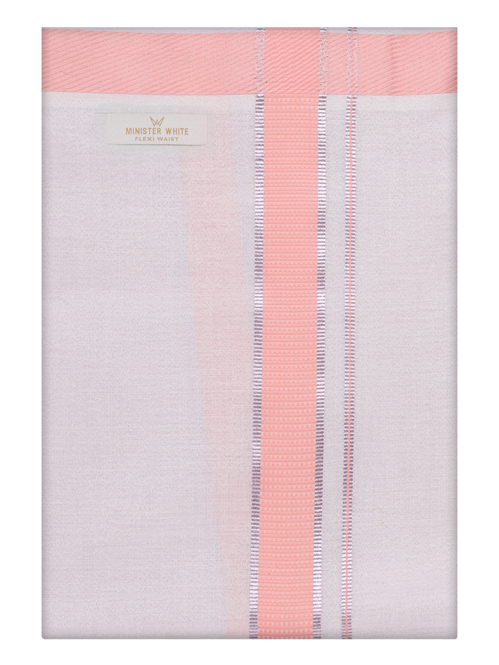 Men's Cotton Peach Tissue Border Flexi Dhoti Wedding Kandala