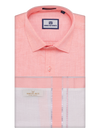 Mens Cotton Peach Shirt with Tissue Matching Border Flexi Dhoti Wedding Combo Kandala