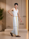 Men's Easy to Wear Flexi 2.0 White Gold Jari Side Gurkha Dhoti with Pocket