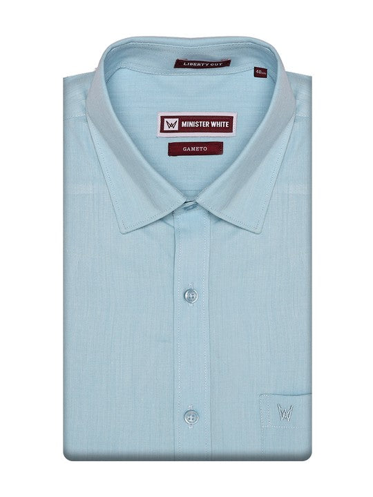 Men's Cotton Two-Tone Texture Light Blue Shirt Gameto