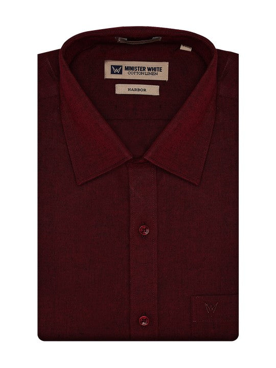 Men's Premium Cotton Linen Regular Fit Maroon Shirt Harbor