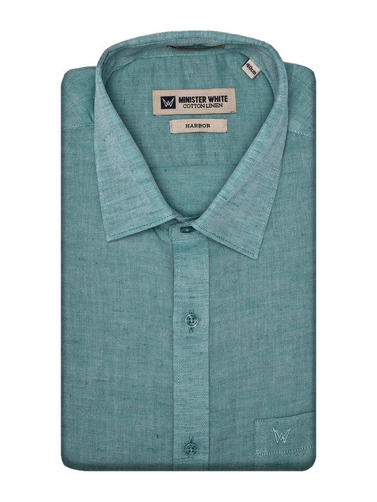 Men's Premium Cotton Linen Regular Fit Dark Teal Shirt Harbor