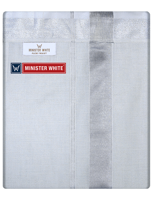 Mens Flexi Tissue Silver Colour Dhoti with Silver Jari Border Hero Tissue by Minister White