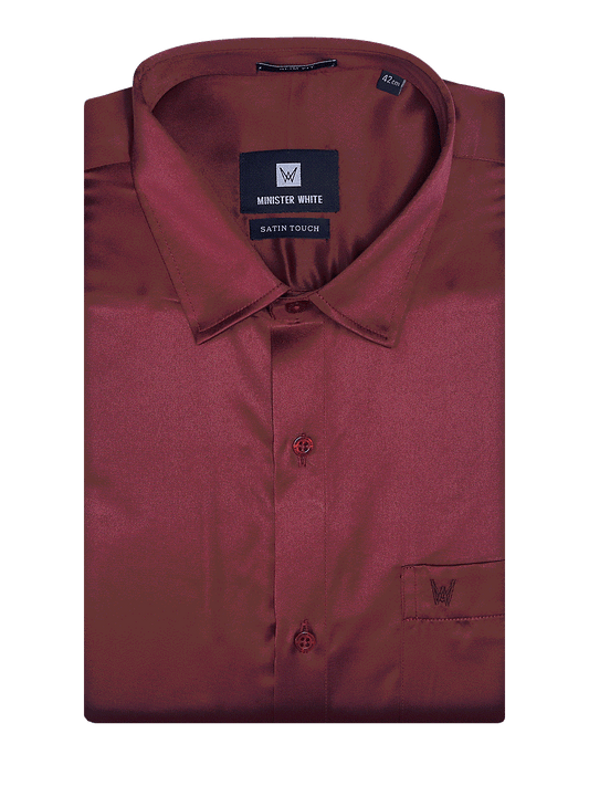 Men's Satin Slim Fit Maroon Color Shirt Satin Touch by Minister White