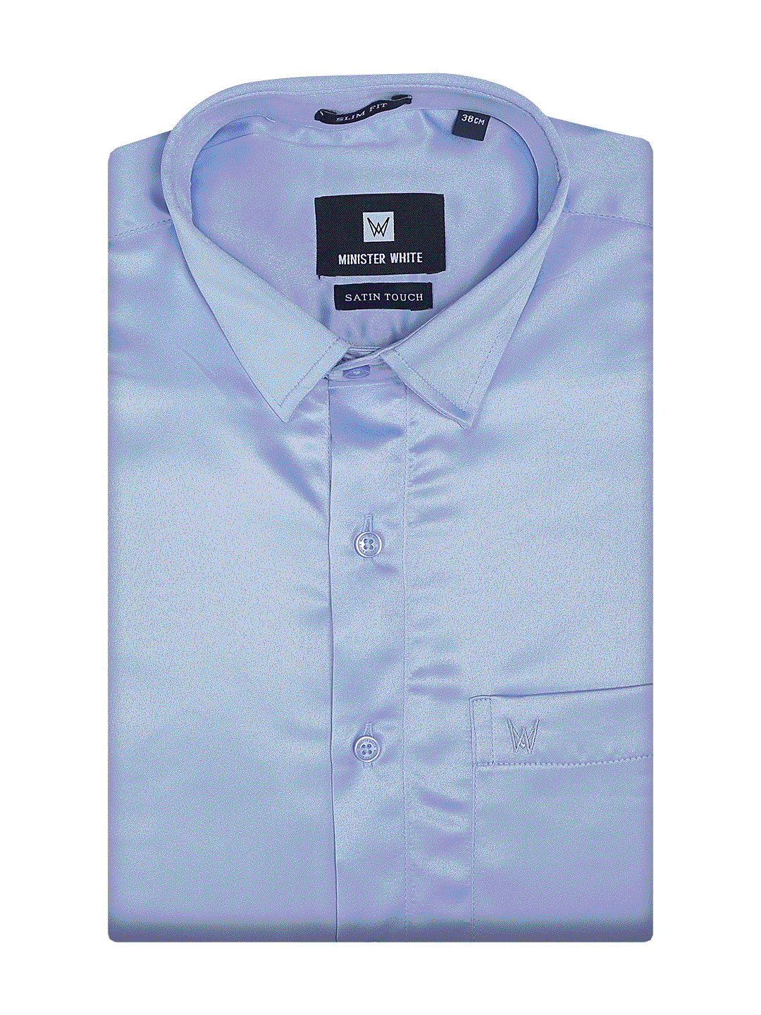 Mens Satin Slim Fit Sky Blue Colour Shirt Satin Touch by Minister White
