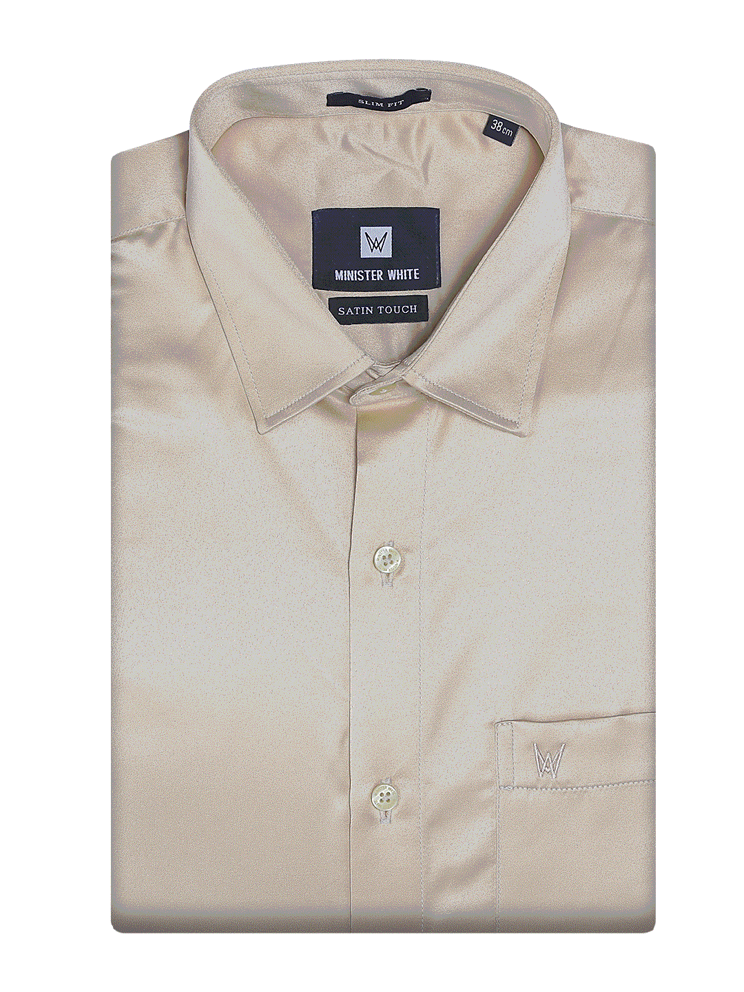 Mens Satin Slim Fit Sand Colour Shirt Satin Touch by Minister White