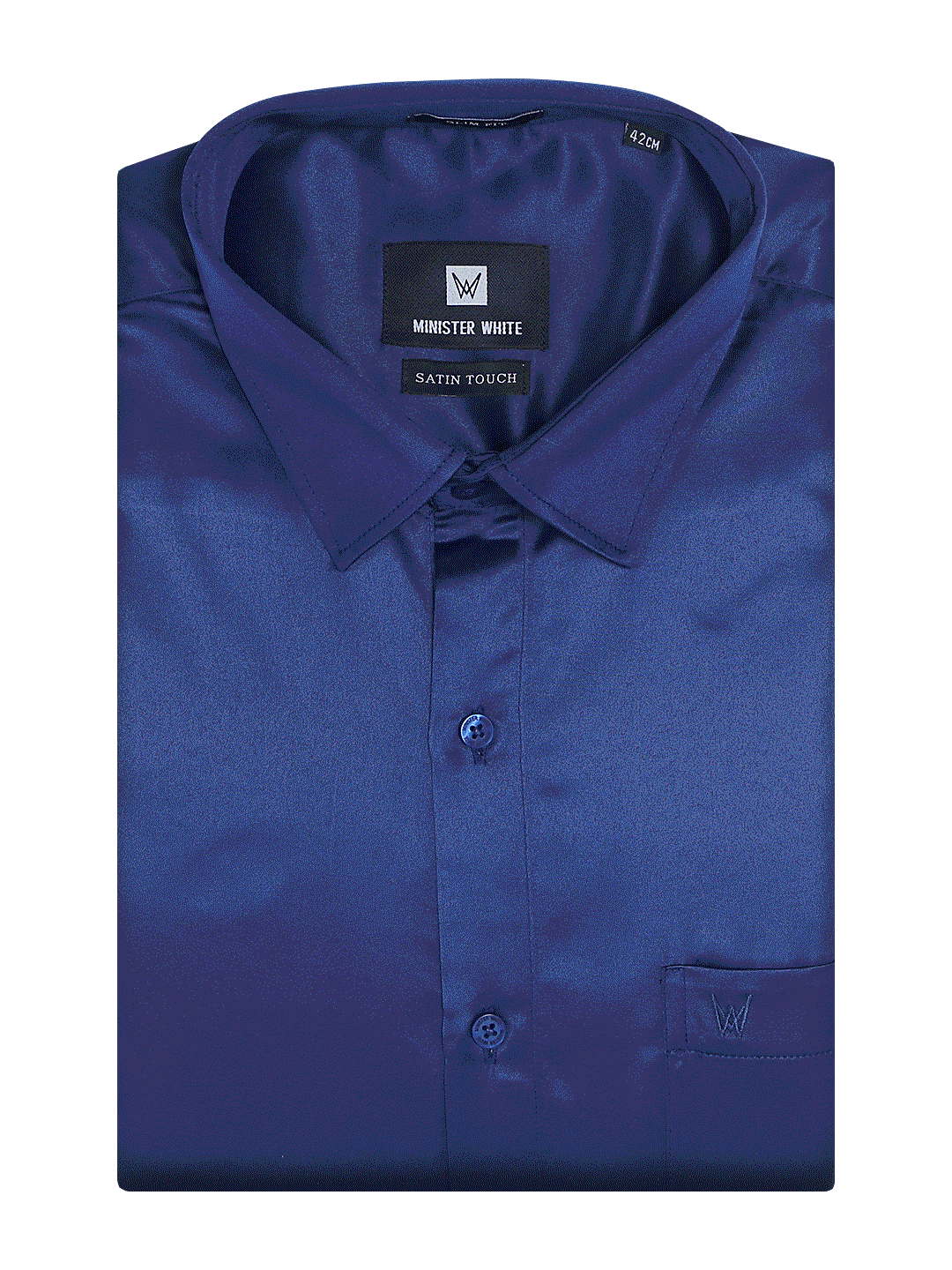 Mens Satin Slim Fit Royal Blue Colour Shirt Satin Touch by Minister White