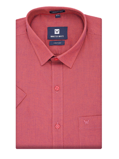 Mens Cotton Regular Fit Ruby Colour Shirt Oxford by Minister White