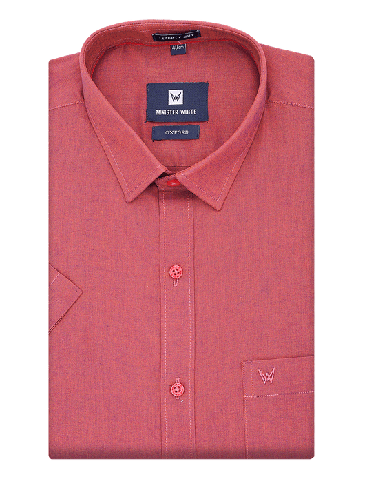 Mens Cotton Regular Fit Ruby Colour Shirt Oxford by Minister White