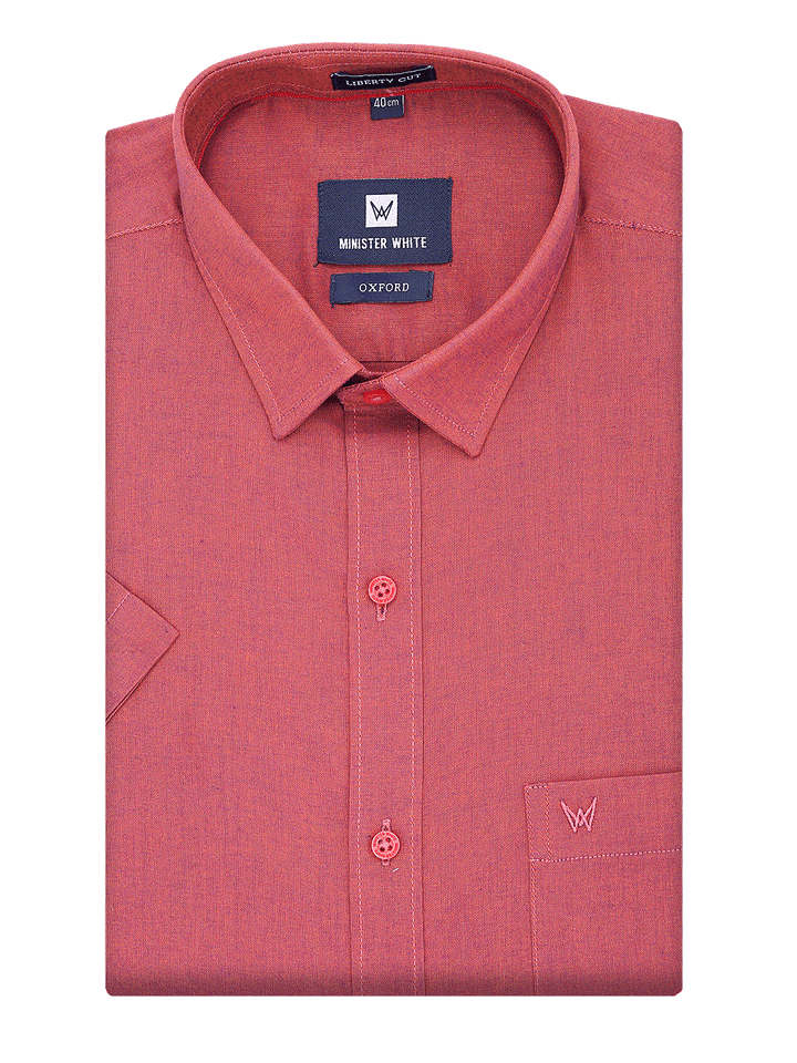 Mens Cotton Regular Fit Ruby Colour Shirt Oxford by Minister White