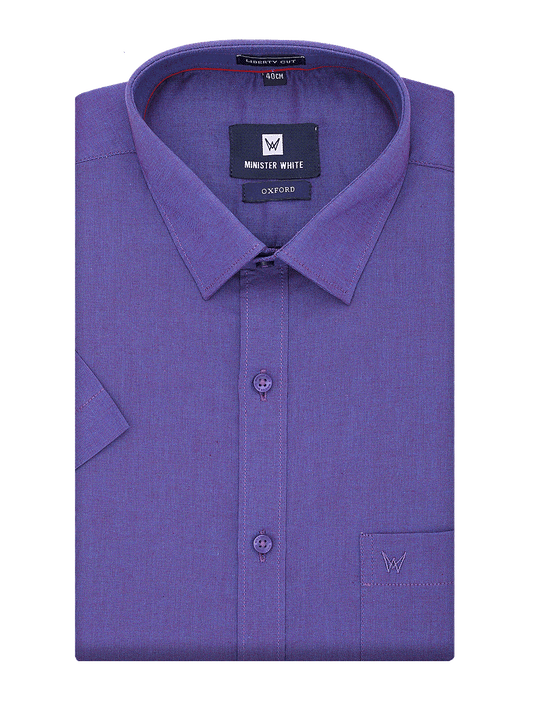 Mens Cotton Regular Fit Purple Colour Shirt Oxford by Minister White