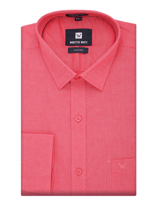 Mens Cotton Regular Fit Red Colour Shirt Oxford by Minister White