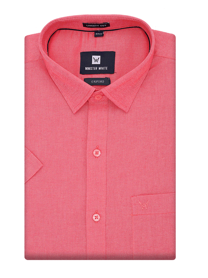 Mens Cotton Regular Fit Red Shirt Oxford by Minister White