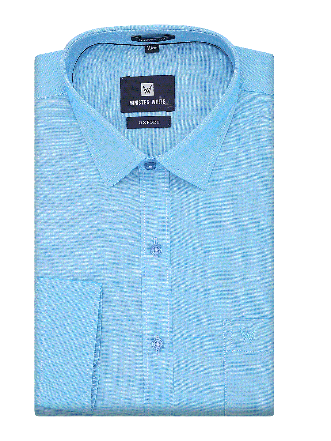 Mens Cotton Regular Fit Sky Blue Shirt Oxford by Minister White