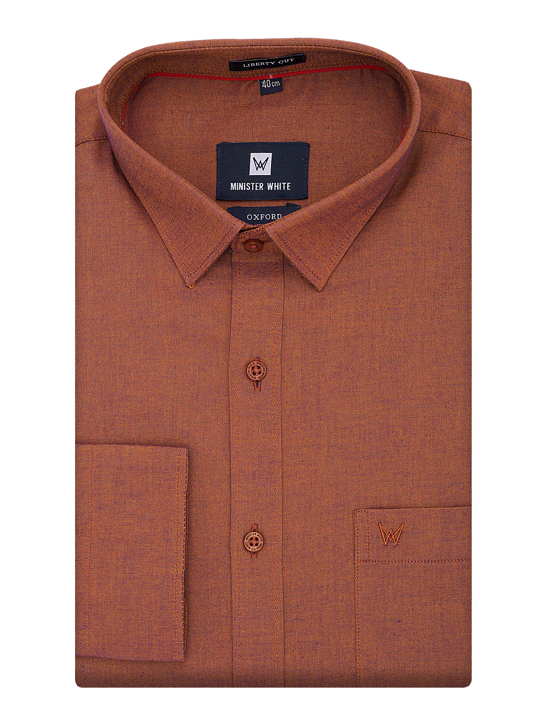 Mens Cotton Regular Fit Rust Colour Shirt Oxford by Minister White