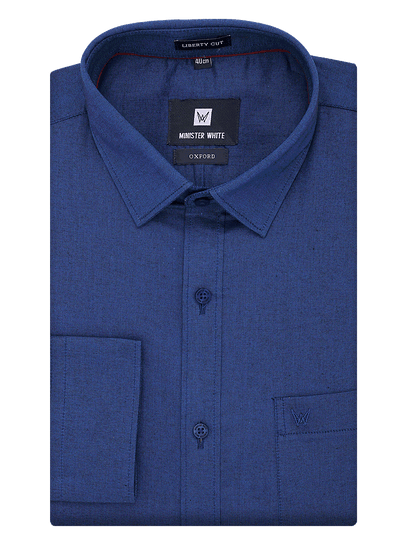 Mens Cotton Regular Fit Navy Colour Shirt Oxford by Minister White