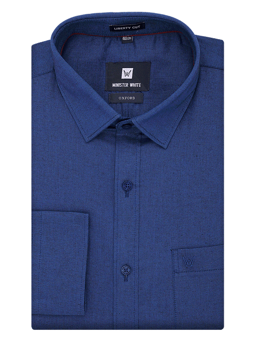 Mens Cotton Regular Fit Navy Colour Shirt Oxford by Minister White