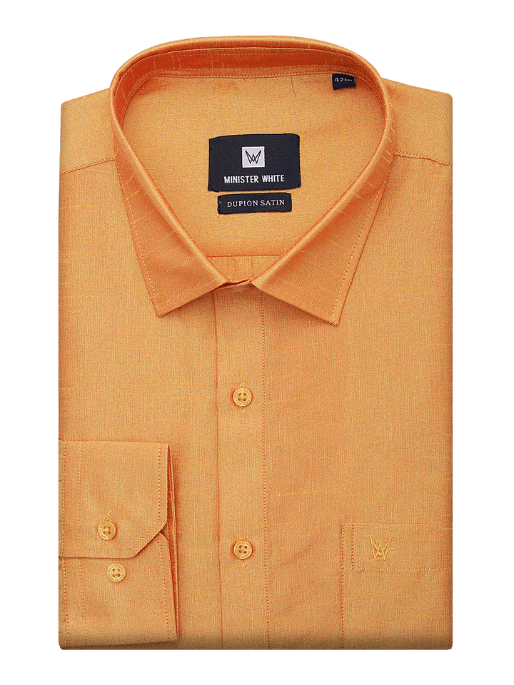 Mens Dupion Satin Regular Fit Gold Yellow Shirt by Minister White