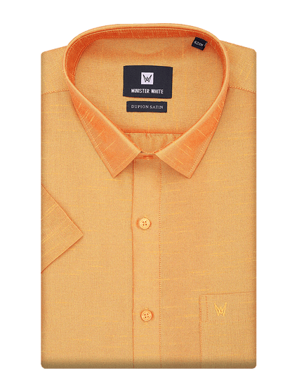 Mens Dupion Satin Regular Fit Gold Yellow Colour Shirt by Minister White