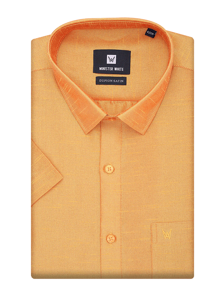 Mens Dupion Satin Regular Fit Gold Yellow Colour Shirt by Minister White