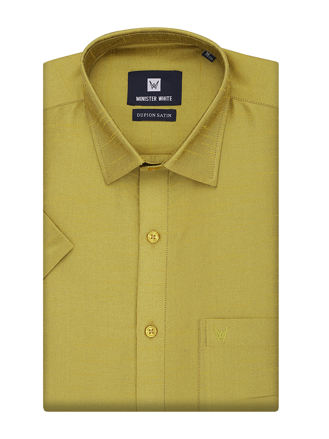 Mens Dupion Satin Regular Fit Lemon Yellow Colour Shirt by Minister White