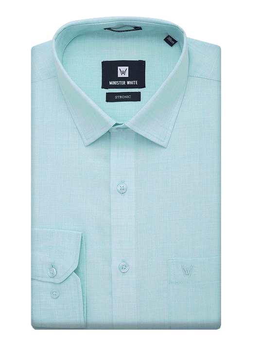 Mens Cotton Regular Fit Mint Colour Shirt Stronic by Minister White