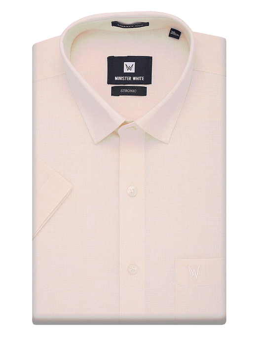 Mens Cotton Regular Fit Sandal Colour Shirt Stronic by Minister White
