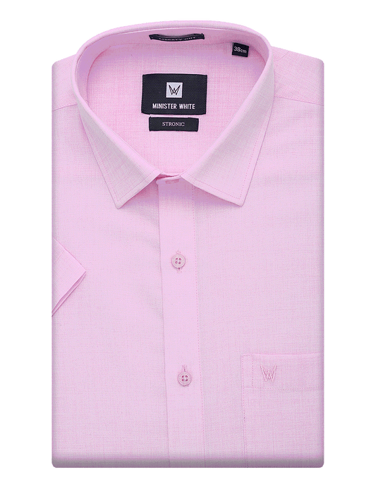 Mens Cotton Regular Fit Pink Colour Shirt Stronic by Minister White